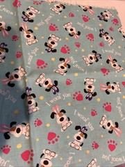 I WOOF YOU DOG & PAW PRINTS ON TURQUOISE 100% COTTON FABRIC 44X30″