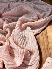 Light Pink Textured Linen Cotton Blended Fabric By 2 Meters.