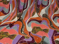 Multicolor Stretch Beaded Iridescent Sequins Embroidery Fabric 50” Width 1 Yard