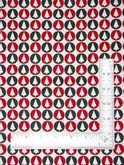 Christmas Tree Fabric Circles Red Green on White Cotton By The Yard