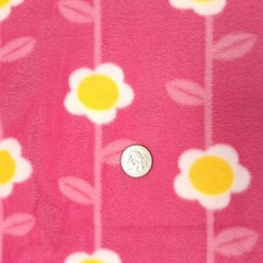 Vintage Pink Daisy Fleece Fabric 18″x64″ CP51636 Yellow White Floral Stripe