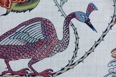 SCHUMACHER CURTAIN FABRIC DESIGN Campagne PERSIMMON & PINK 6.4 METRE LINEN BLEND