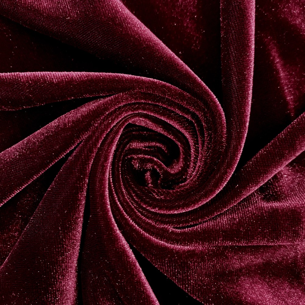 Princess BURGUNDY Polyester Spandex Stretch Velvet Fabric by the Yard