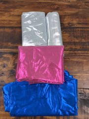 Lot of Fabric, shiny pink, blue and silver, 5oz