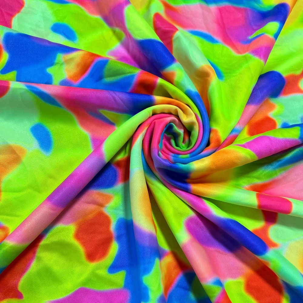 Swimwear Fabric Abstract Multicolor Print Nylon Spandex 4 Way Stretch by yard