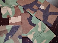 Camo Fabric 4″ Squares 160 Hand-cut from Army Fatigues Please Read Description