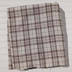5.5 Yds MCM Mid Century Modern Plaid Linen Fabric Brown Tan Neutral Upholstery