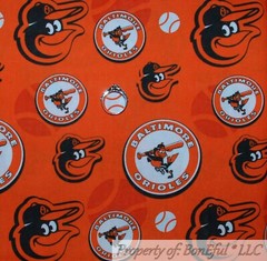 BonEful FABRIC FQ Cotton Quilt Blue Orange White Houston Texas Astros MLB Sports