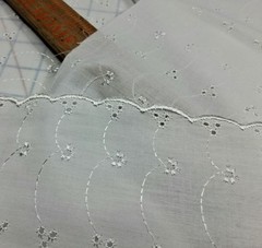 Vintage Floral Dusty Rose White Eyelet Cotton Fabric Lot 3pc Destash Craft