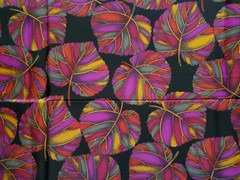 BEAUTIFUL SILK CHIFFON FABRIC COLORFUL VIBRANT LEAVES PRINT (3 YARDS) 108″ X 44″