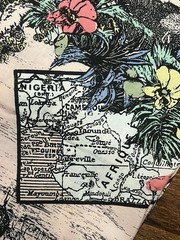 Vtg Marcus Brothers Textiles Fabric African Map Toile Themed On Pink 108” X 44”