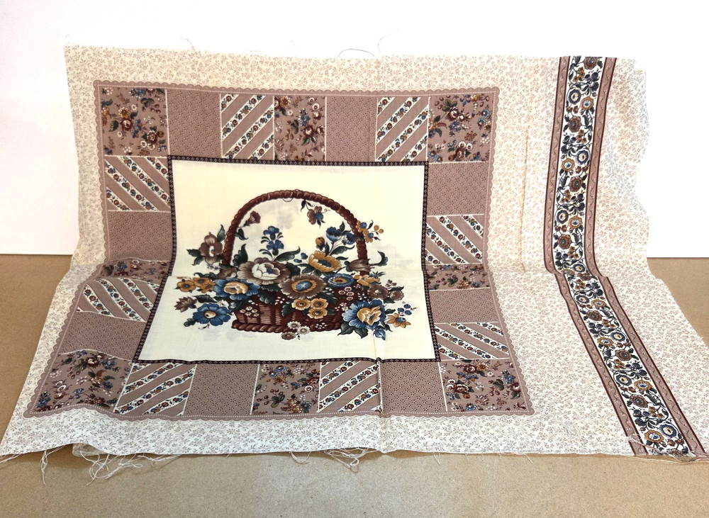 Cranston Print Works Company Two Piece Quilting Panel Brown Floral Country