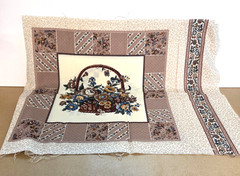 Cranston Print Works Company Two Piece Quilting Panel Brown Floral Country