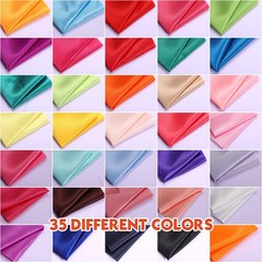 35 Pcs Satin Fat Quarter 35 Solid Color Silky Satin Patchwork Fabric for Bundle