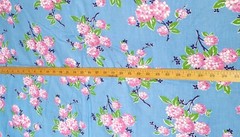 VTG Blue Pink Spring Floral 100% Cotton Fabric 35in Wide By The Yard