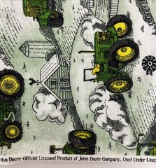 Vintage John Deere Tractor Fabric 44 in w x 33 in l Remnant Cotton Barn Green