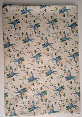 Vintage Peter Pan Fabrics Floral Fabric Blue On Beige 3 1/4 Yd New