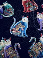 Large Scale Rainbow Cat i Tude II #7559M Ann Lauer Grizzly Gulch Benartex BTFQ