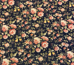 Vintage Fabri-Quilt FQ ” The MVP Collection” Dark Navy Pink Floral Print OOP