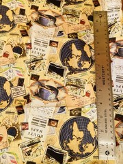 Travel Theme on Map Bon Voyage 1Y x 44″ Width Fabric 1 Y x 44″ Width