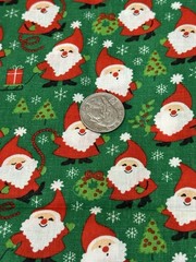 RARE 1981 HALLMARK SANTA HOLIDAY CHRISTMAS VTG. VINTAGE COTTON FABRIC BTHY