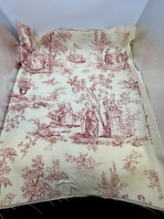 COUNTRY TOILE BURGUNDY/MAROON CREAM FABRIC 58 X20” Home Signature