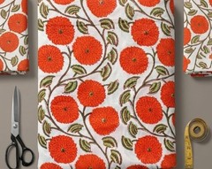 Hand Block Floral Cotton Fabric By The Yard Indian Dressmaking Sewing Material