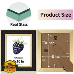 Minesaxel 8×10 Black Fabric Gold Frame 4pk