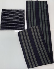 Vintage Japanese Kasuri Fabric Lot Yukinko Snow Indigo Green Striped Boro Craft