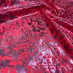 Animal Print Metallic Vibrant Red Snake Fabric 50″ wide Swimsuit Spandex By Yard