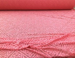 Embroidered Stretch Lace Apparel Fabric Sheer Diamond Rose Pink UU514