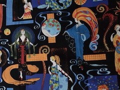 NEW Erte Revisited Woodrow Studio London England Art Deco Cotton Fabric 2.75 yds