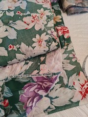 Cotton Blend Fabric Dark Green With Floral Pattern 5 1/2 Yards 40″ Wide Crantex