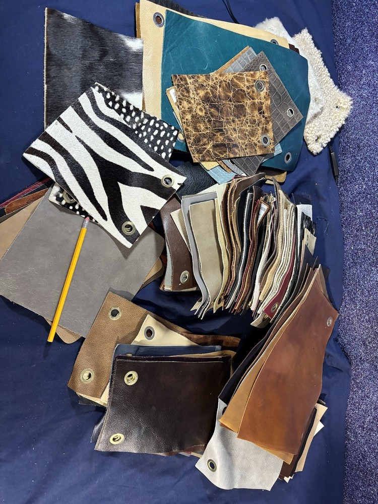 Large Quality Leather Sample Swatch Lot Craft Wallet Sheath Zebra Cobra Croc Etc