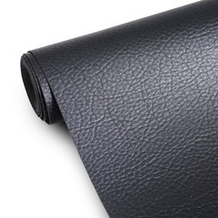 Black Faux Leather Fabric 55″ Wide Upholstery Material Cotton Back for DIY Craft