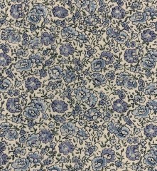 Vtg Floral Calico Fabric By Fabri-Quilt Blue Green White Cottagecore BTHY