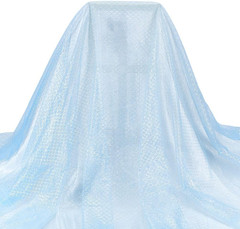 2.1 Yards Blue Mermaid Scale Printed Mesh Fabric, 67.7 Inch Shiny Fish Scales Pa