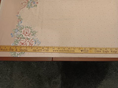 Pink & White Stripe Fabric with Single Scalloped, Floral Border – 70″ x 35″ wide