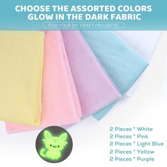 Glow In The Dark Fabric 10 PCS Velvet Fat Quarters 5 Colors 18×21 Inch Craft