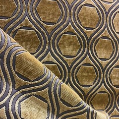 POLLACK FABRICS CUT VELVET UPHOLSTERY FABRIC ENGAGEMENT ANTIQUE GOLD 3.25 YARDS