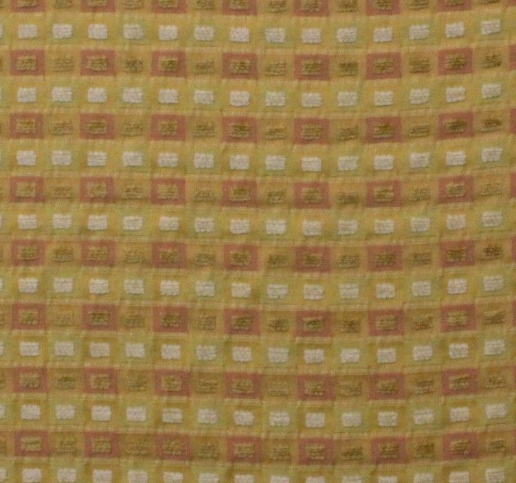 CHENILLE CHECK PASTEL PINK YELLOW CARAMEL MULTIUSE FURNITURE FABRIC BY YARD 55″W