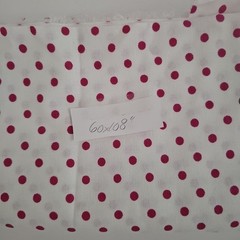 Fabric Remnant Material 60×108″ Fuschia Pink Polka Dot On White Piece Polyester