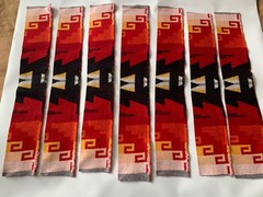 19 Genuine Pendleton Wool Fabric Remnant Strips Scrap Craft 3.5” X 23” Red Aztec