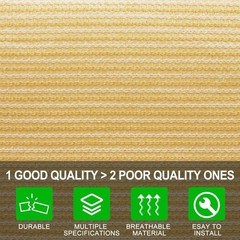 Durable 12x12ft High-Density Sun Shade Cloth with Bungee Balls – Classic Wheat