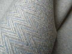 Blue Gray Herringbone Wool Cashmere Blend Fabric BTYARD