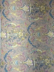 Beige / Light Brown Floral Printed Linen Fabric (36x 56 In) Sold By The Yard
