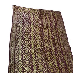Indonesian Songket Sarong 39×68 Gold Thread Metallic Brocade Maroon