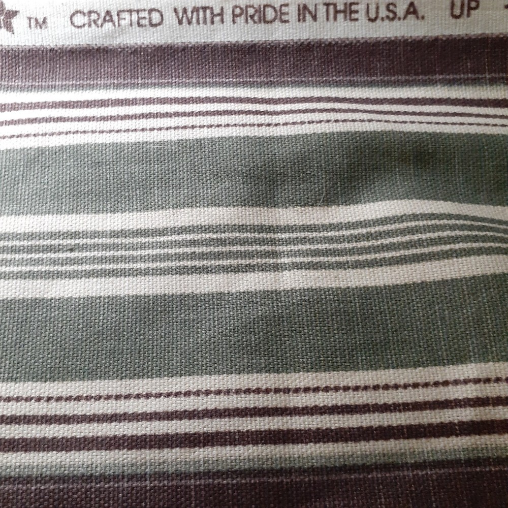 Waverly Exclusive Fabric Remnant Heirloom Ticking Olive Green Brown 2.5 yd x 18″