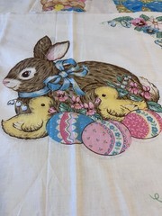 VTG Easter Fabric Lot Appliqués Pillow Quilt Rare Lot! Bunnies Chicks Darling