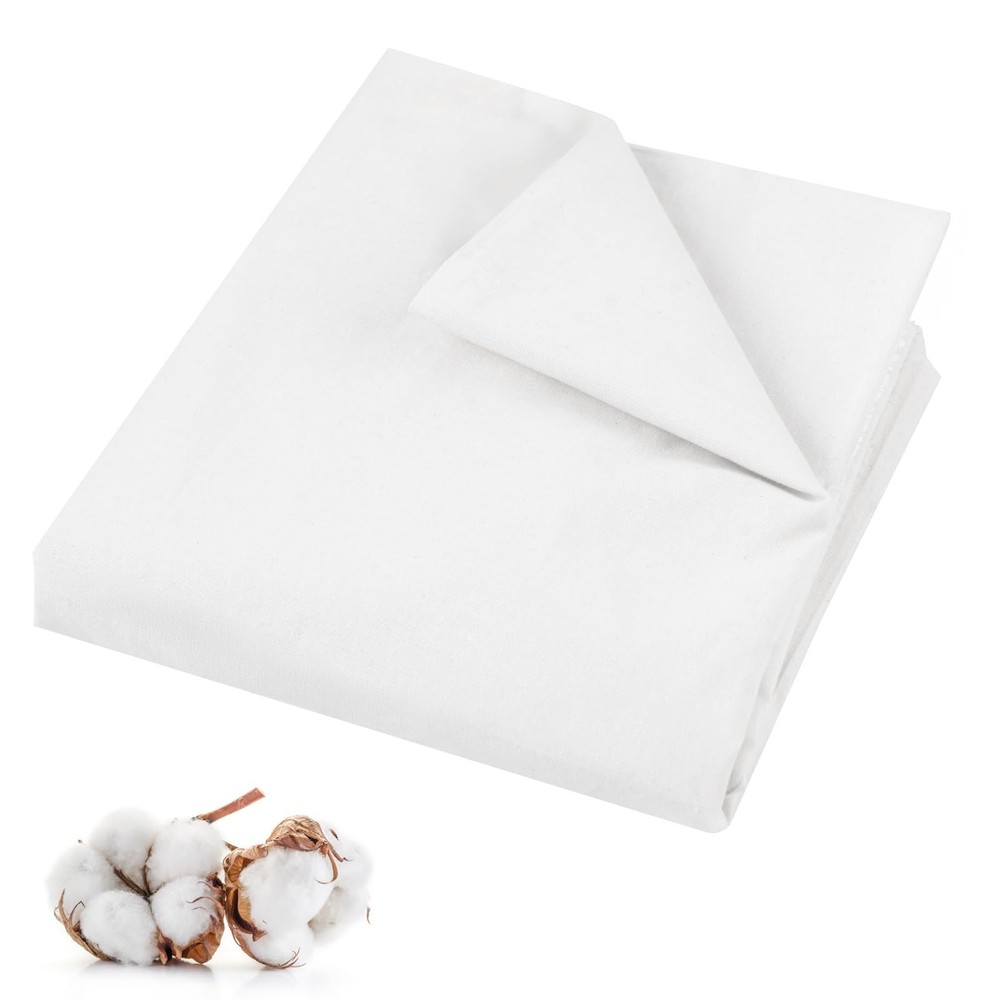 100% Cotton Bleached Muslin Fabric 59 Inch x 2 Yards Medium Weight White